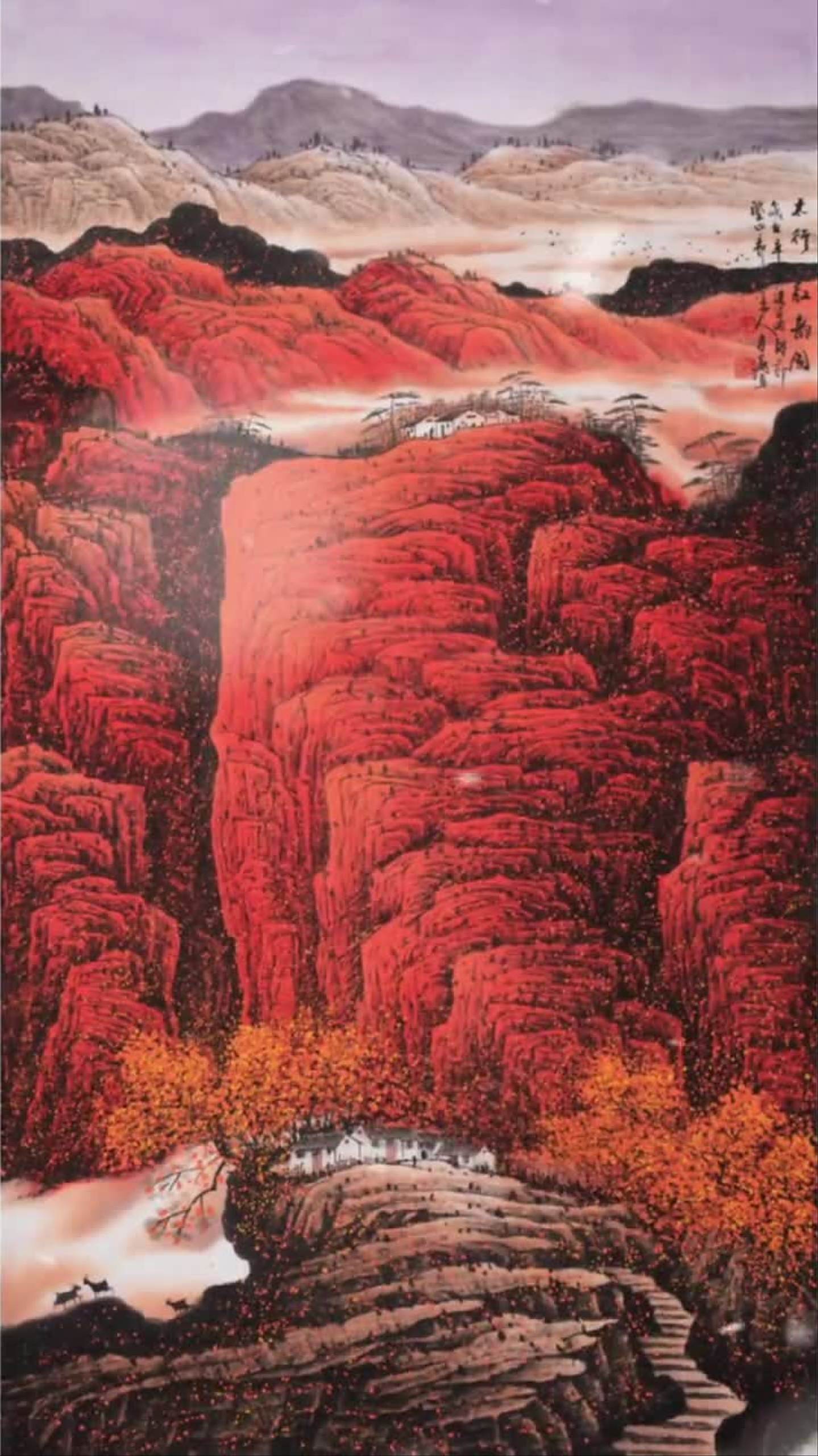 2022,鸿运当头.手绘国画