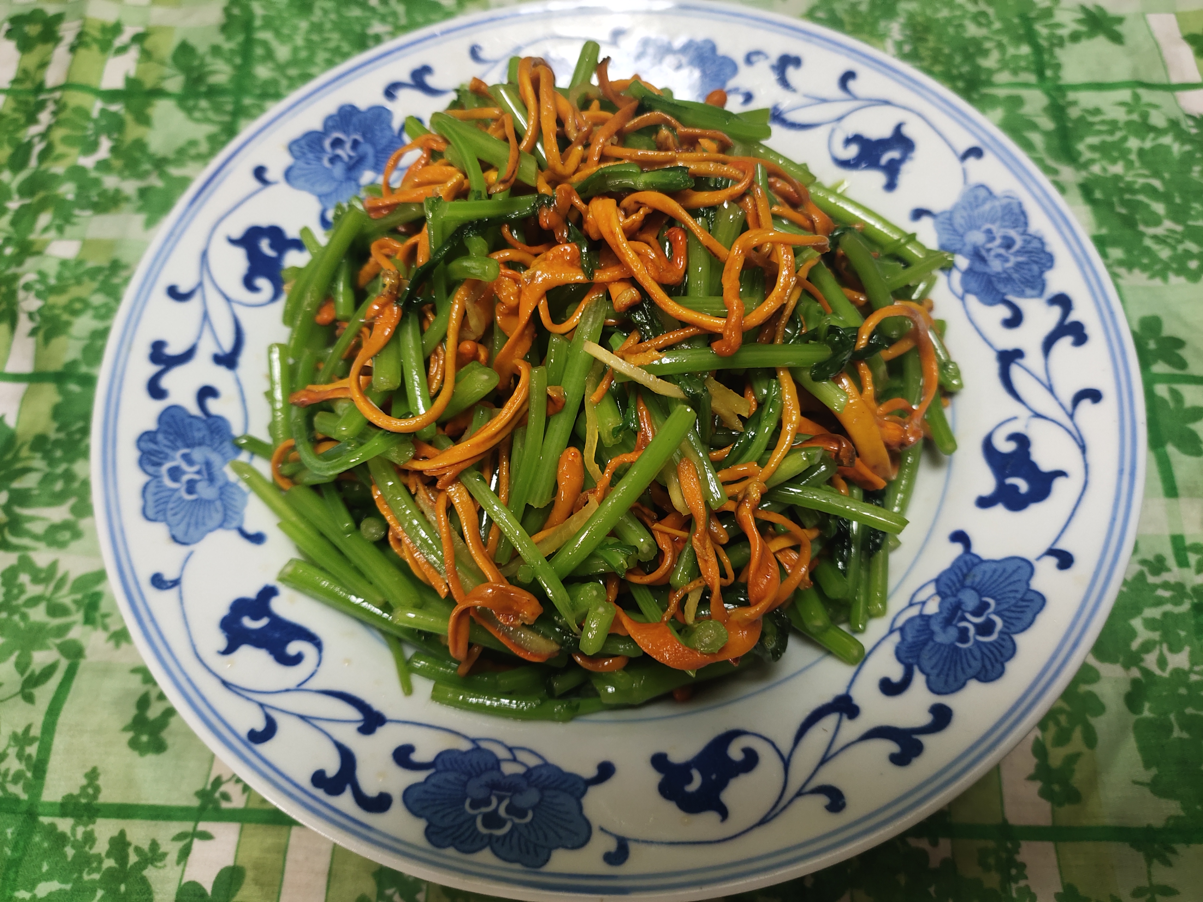 关德财老师教做素菜 虫草花拌茼蒿