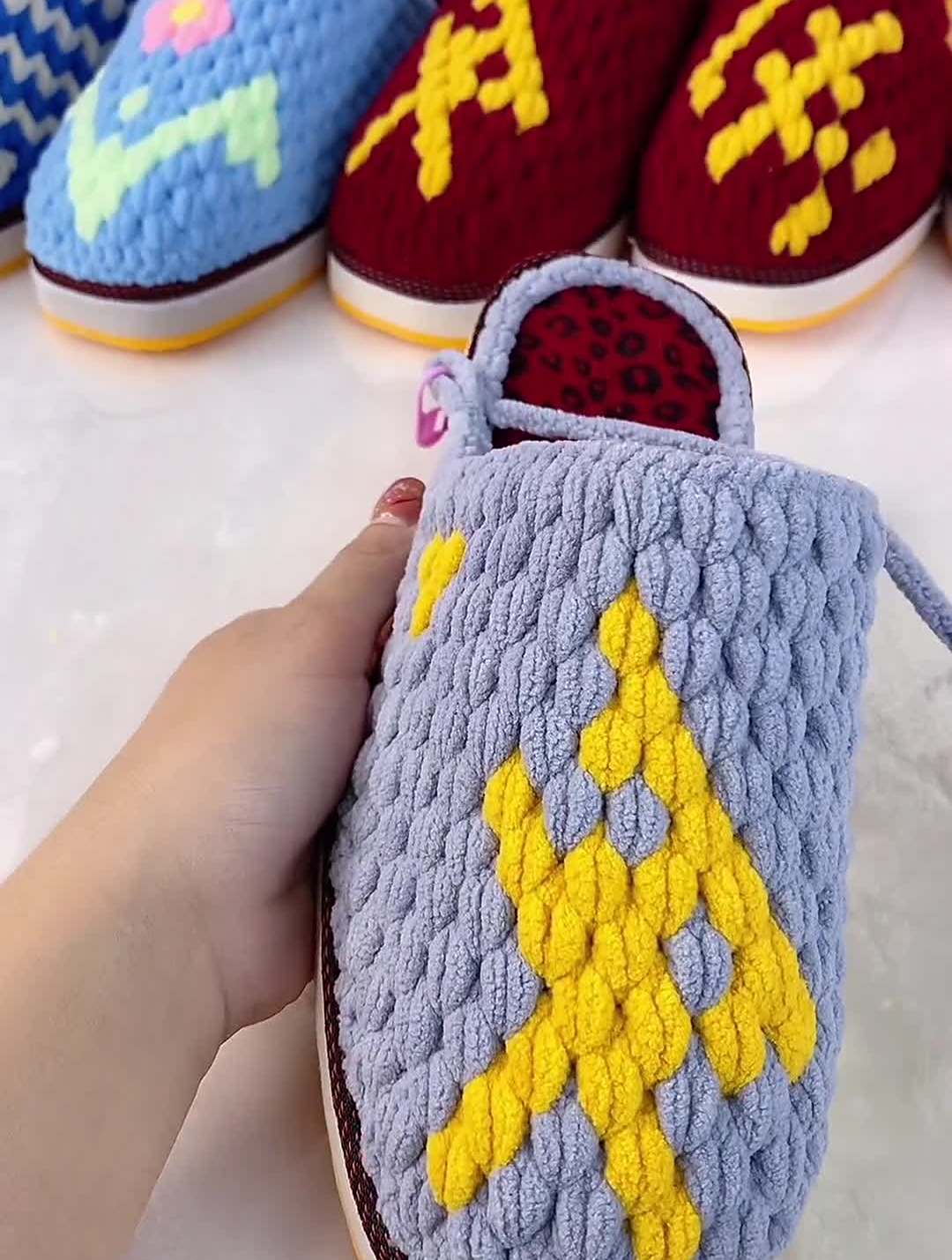 纯手工编织拖鞋冰条线手工拖鞋教程平安右脚全教程14-度小视