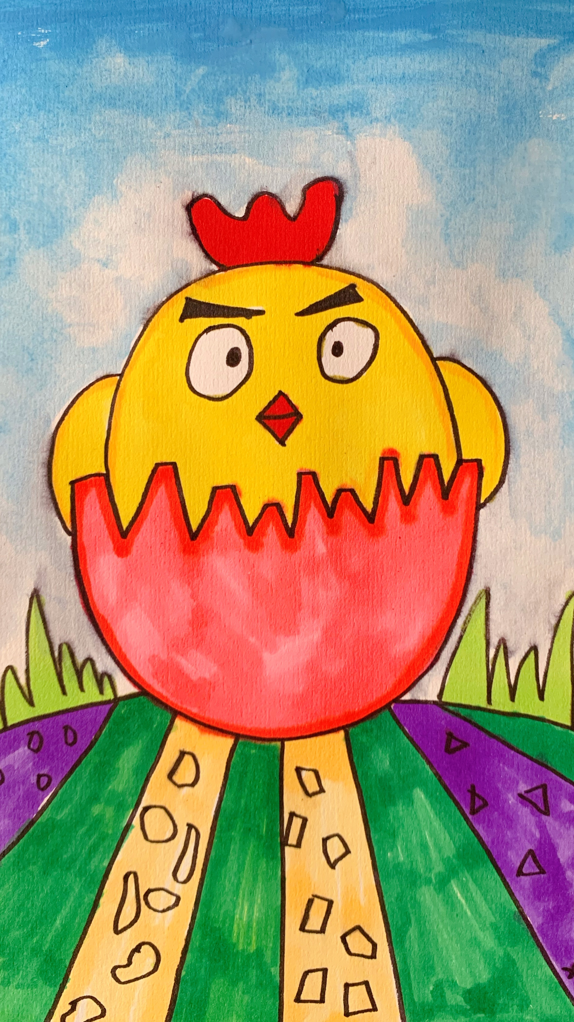 儿童画,小鸡小鸡