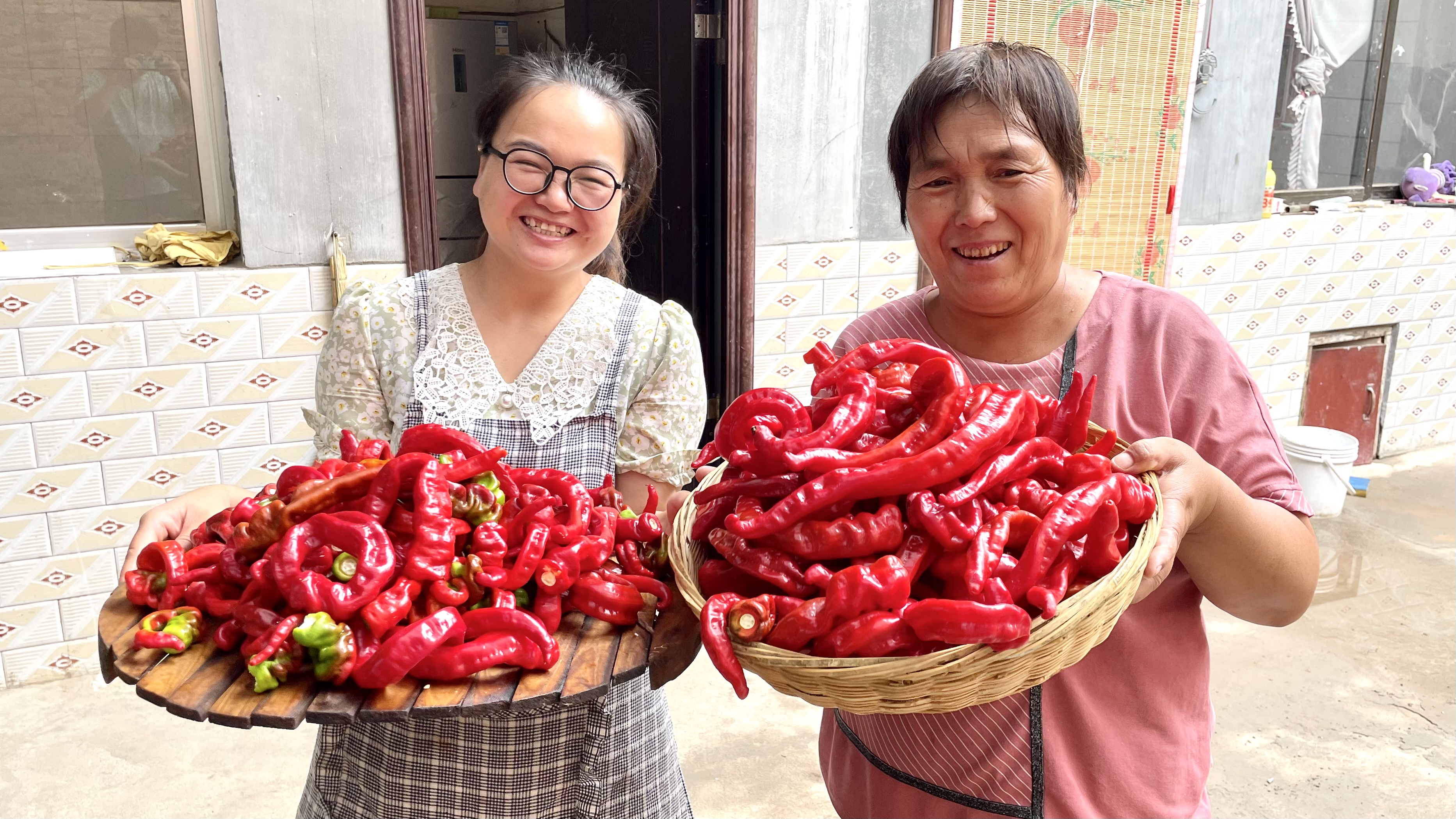 摘一些红辣椒,在家自制辣椒酱,夹馍拌面都好吃!