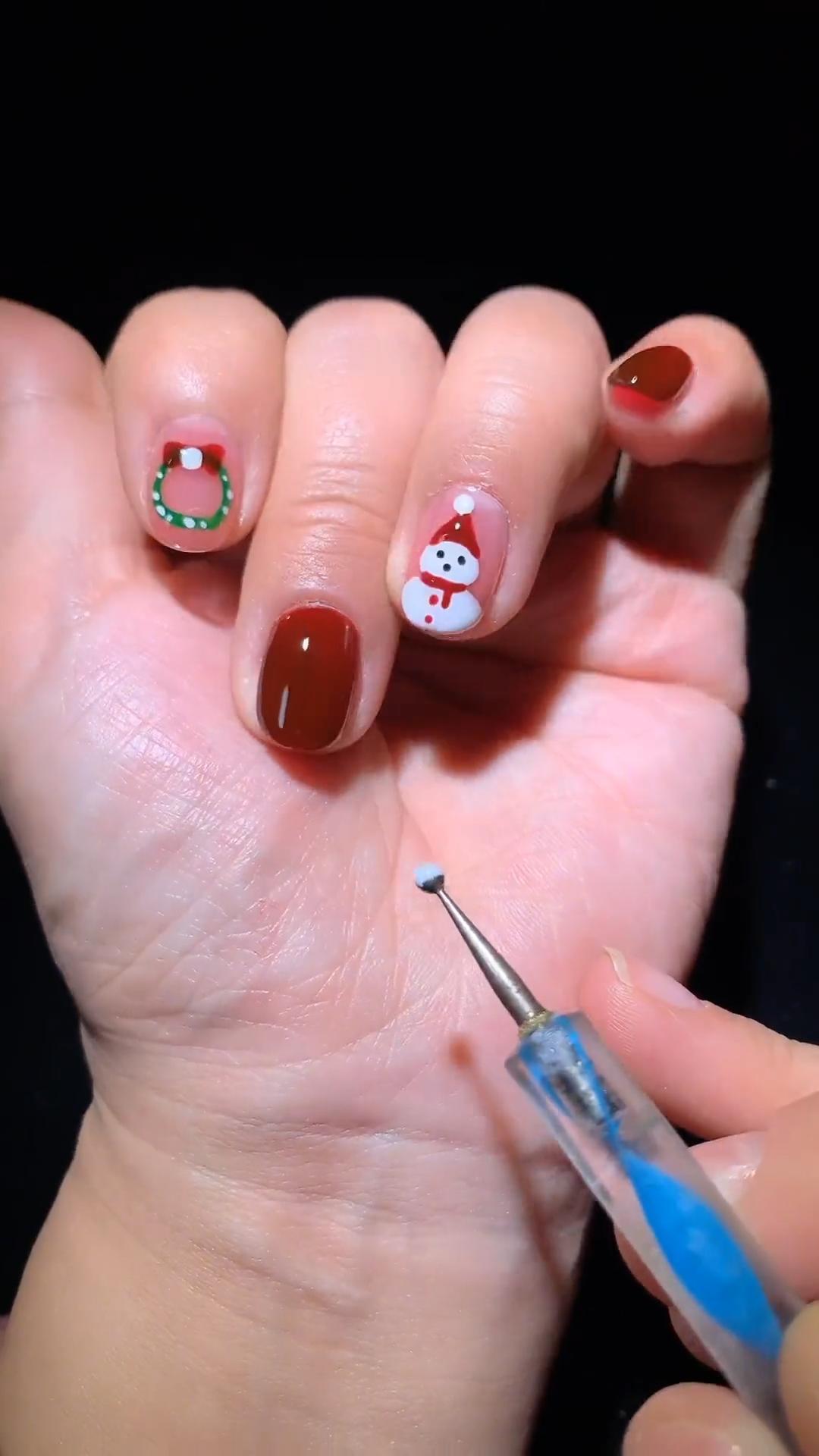 小雪人美甲装饰超可爱