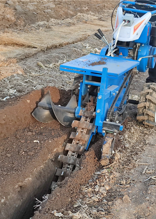 液压埋管开沟机双链条葡萄园开沟机小型手扶开沟机挖槽机-度小视