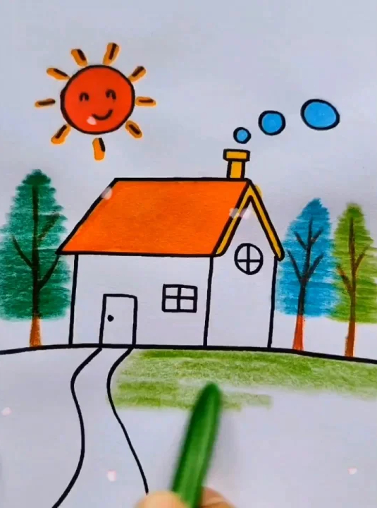 回家的路暖春樱花季简笔画