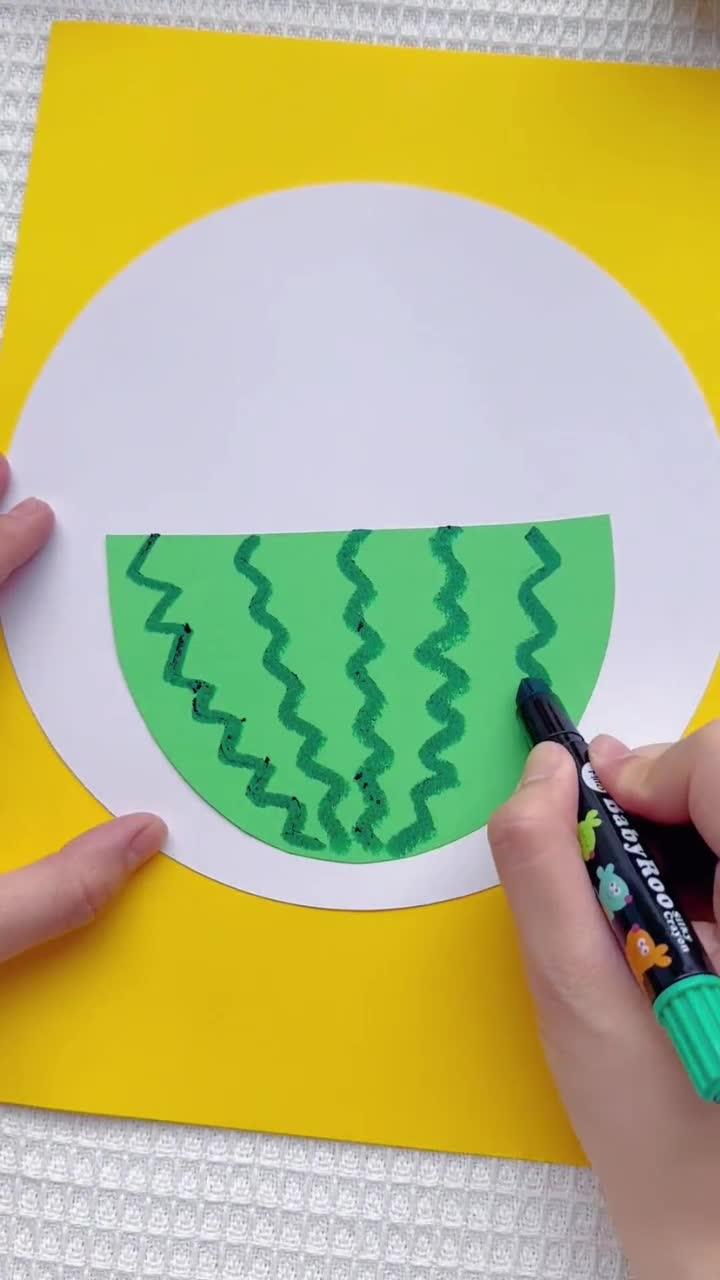 夏天主题手工拼贴画-西瓜沙冰 简单好看