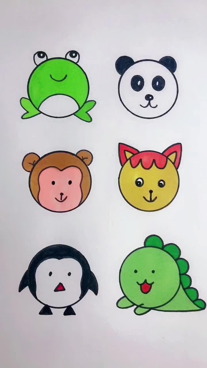 圆圈画个动物园简笔画画画有趣的创意-度小视