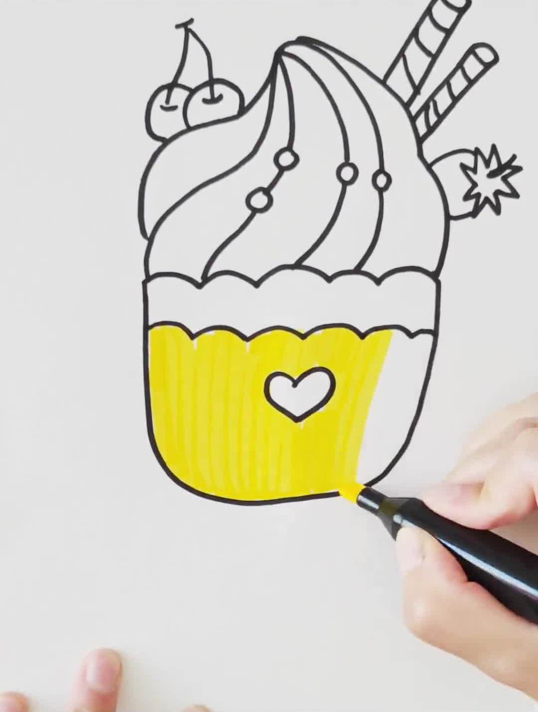 夏天的最爱冰淇淋简笔画儿童画画画