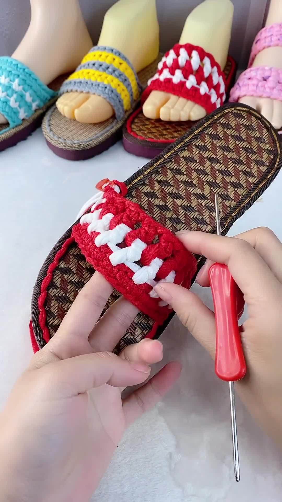 手工编织零基础教学布条线拖鞋教程透气舒适不臭脚姐妹们