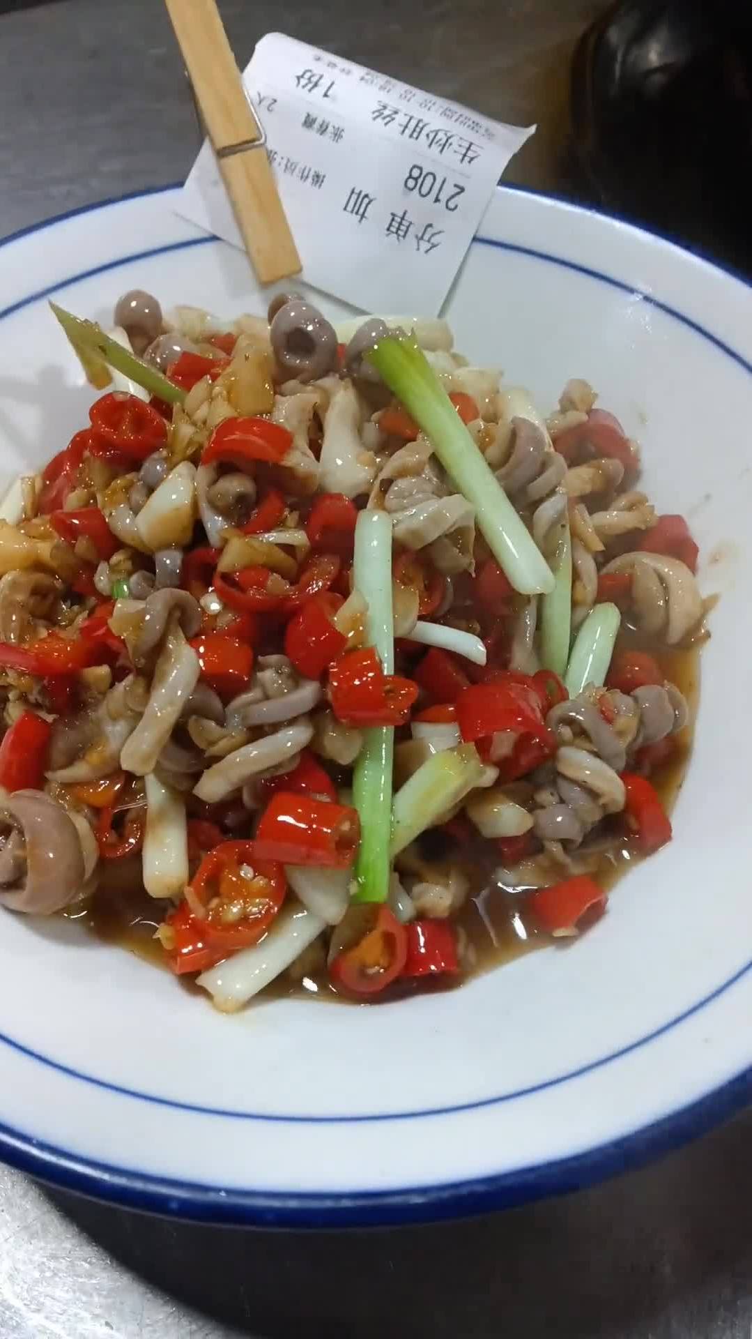 生炒肚丝新鲜出锅葱白