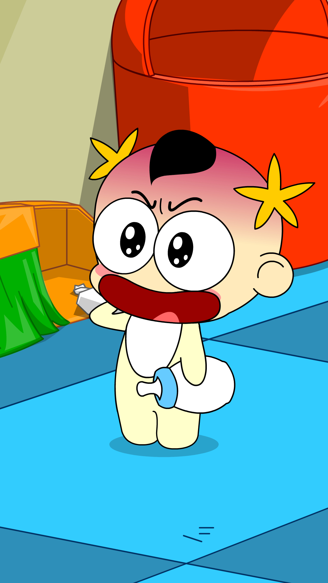 奶瓶小星:不让坏人进,搞笑动画短片小视频-度小视