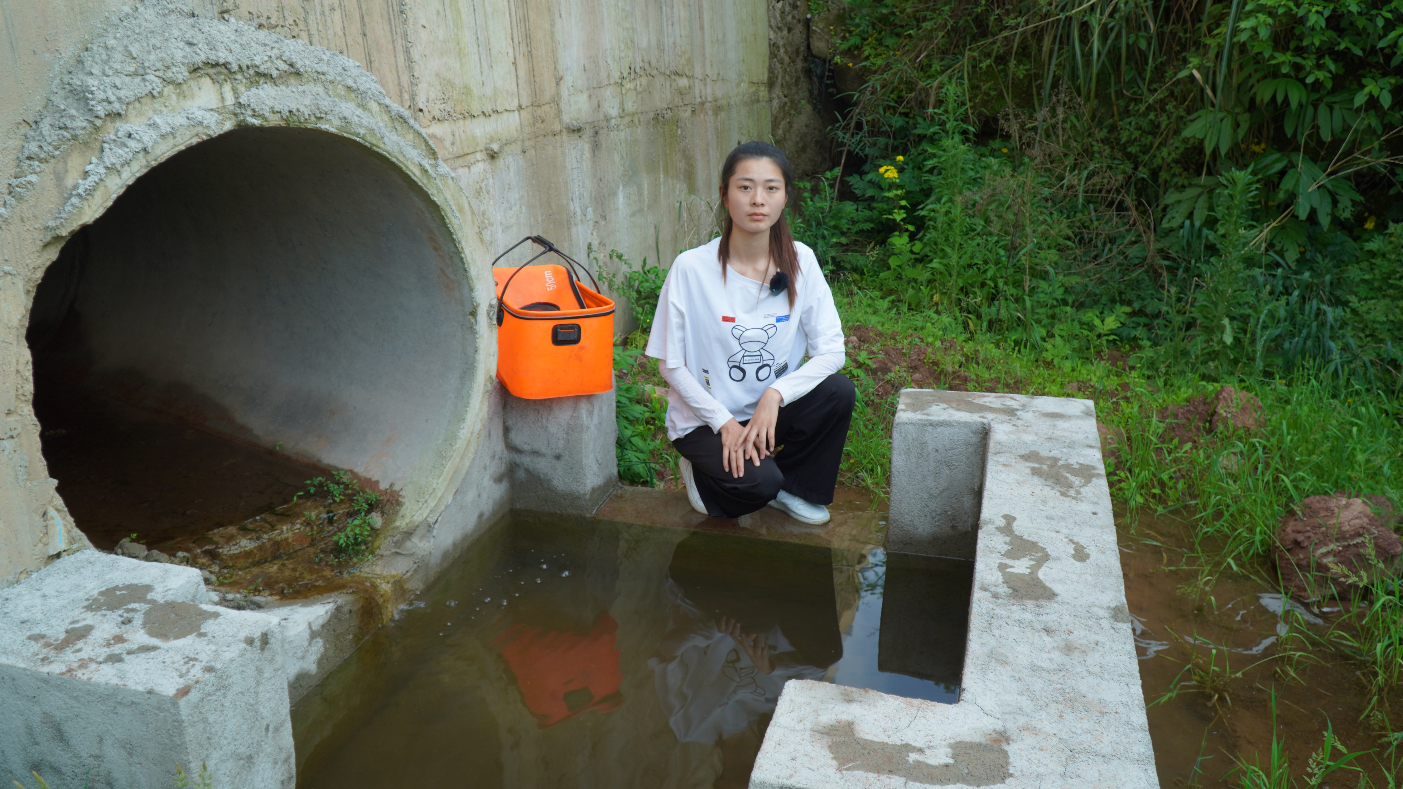 桥洞下的小水池养鱼,不打氧气不用换水,总感觉这里不安全