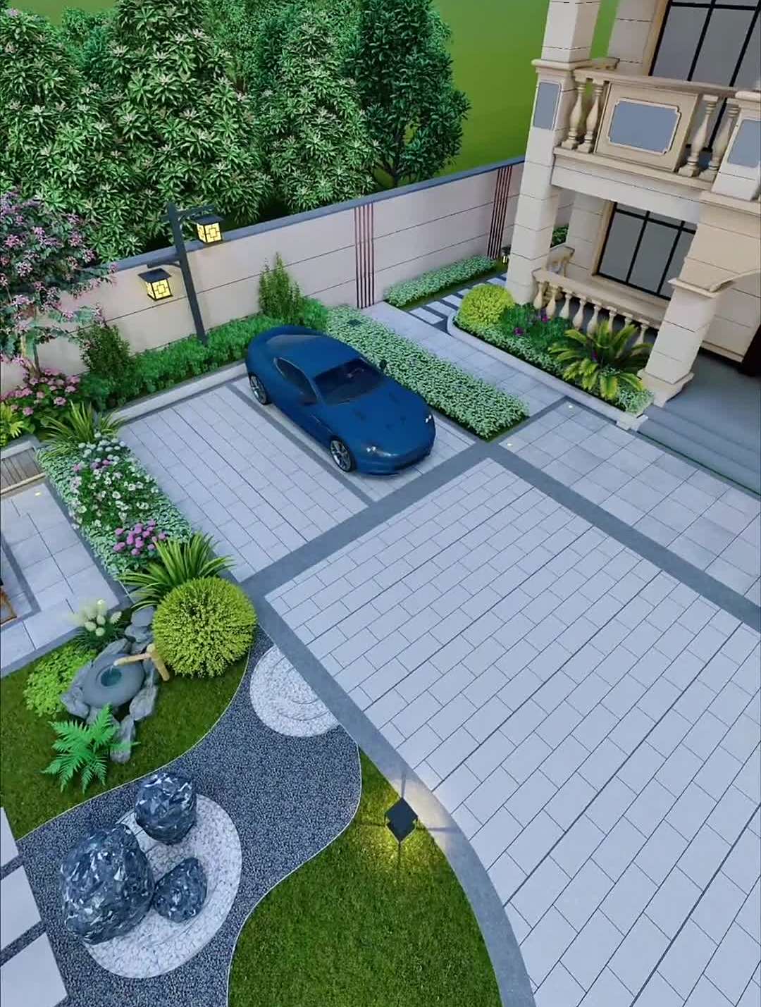 现在农村庭院也设计精致,简约大方能停车