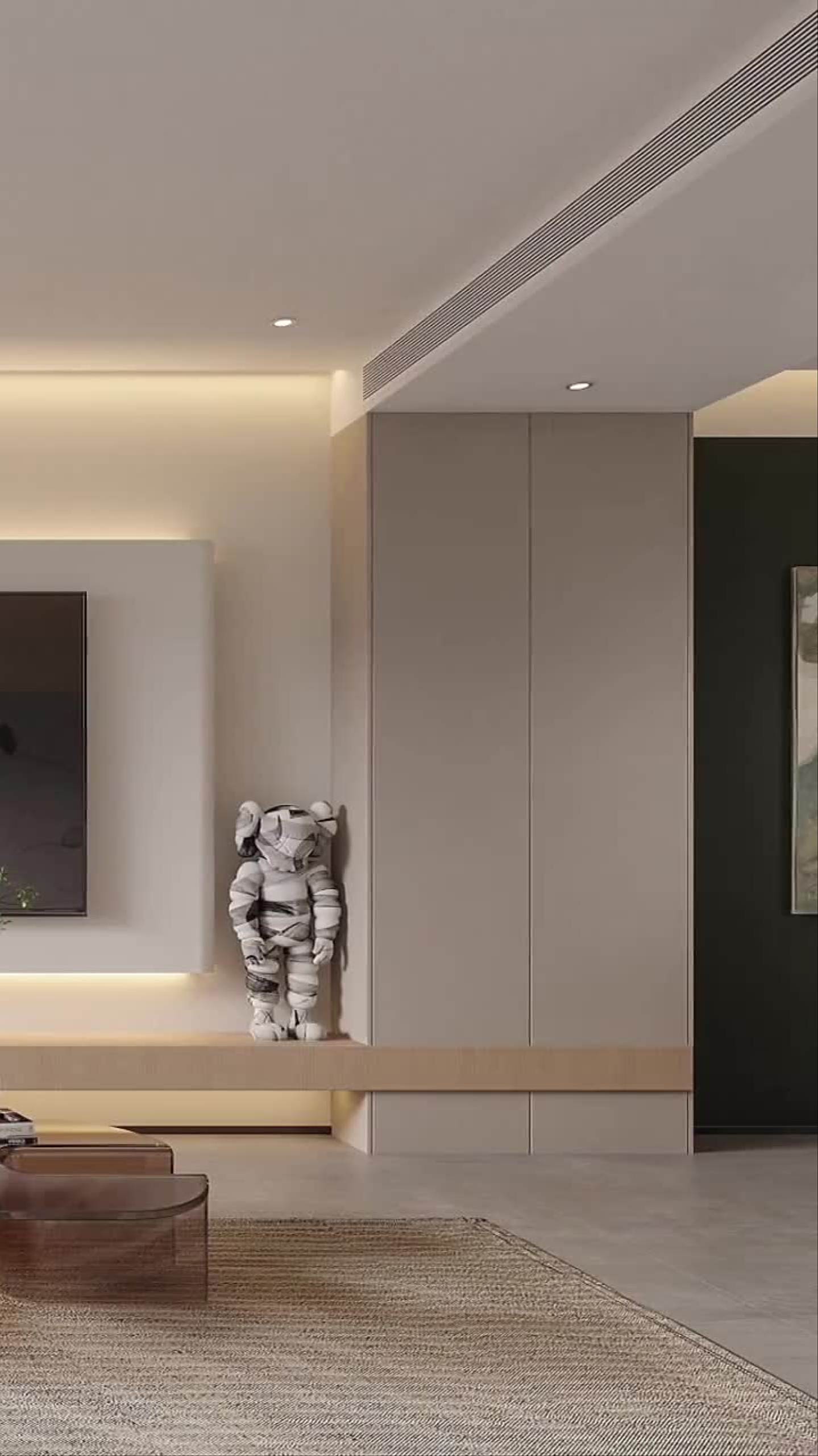 你们喜欢的奶油现代风弧形电视背景墙装修奶油风安顺