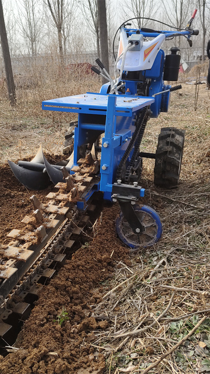 小型柴油链条开沟机埋管埋线挖沟机路面开槽机深浅液压升降开沟机