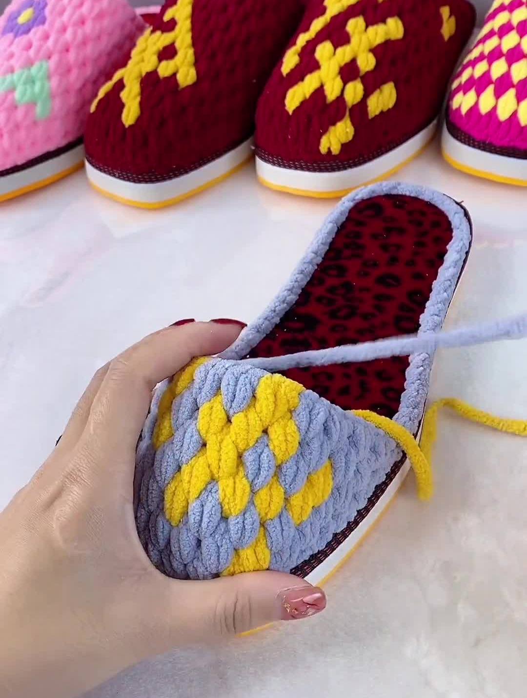 纯手工编织拖鞋冰条线手工拖鞋教程平安左脚全教程7