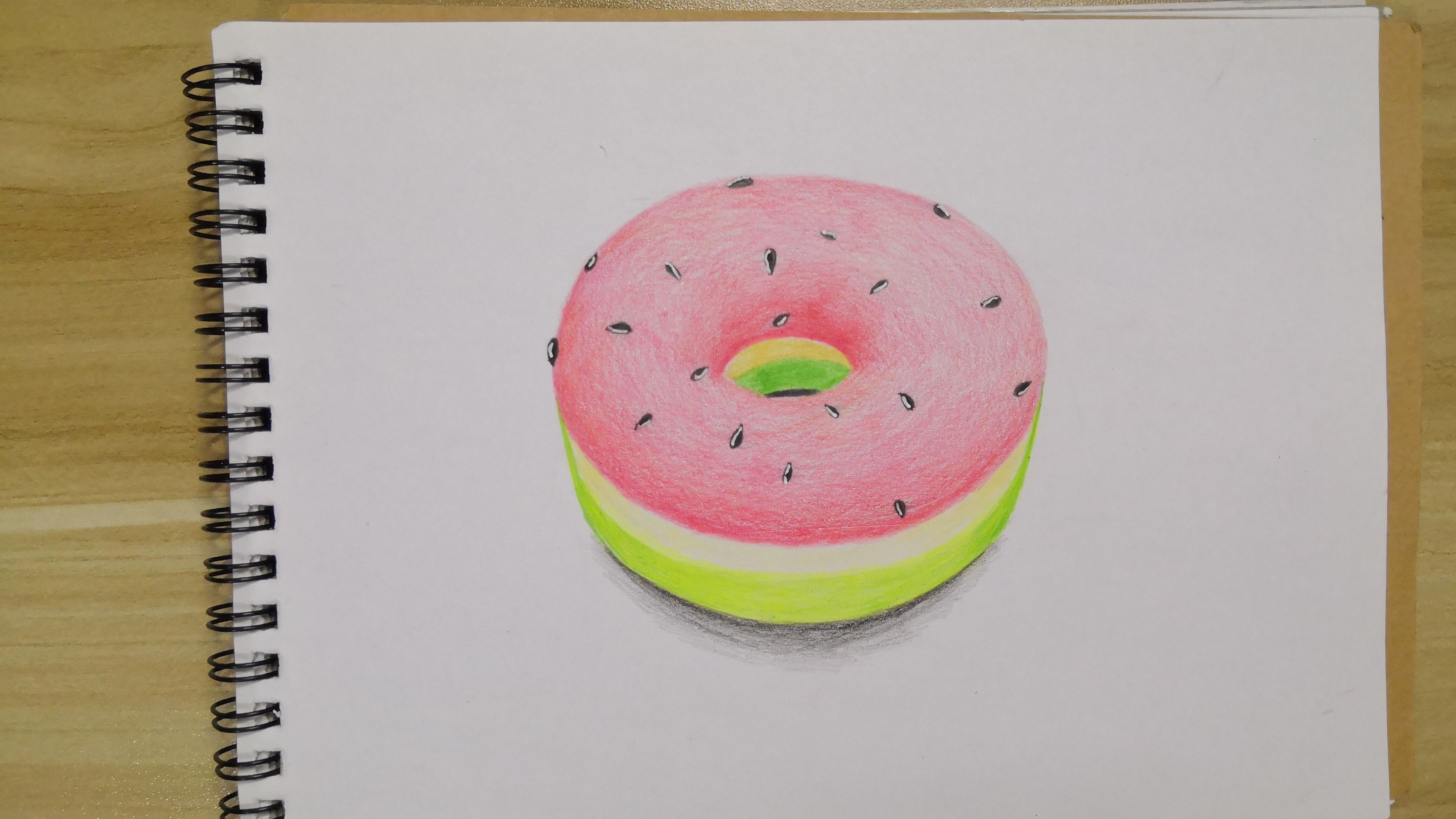 「彩铅」彩铅打卡(31)彩铅西瓜甜甜圈教程