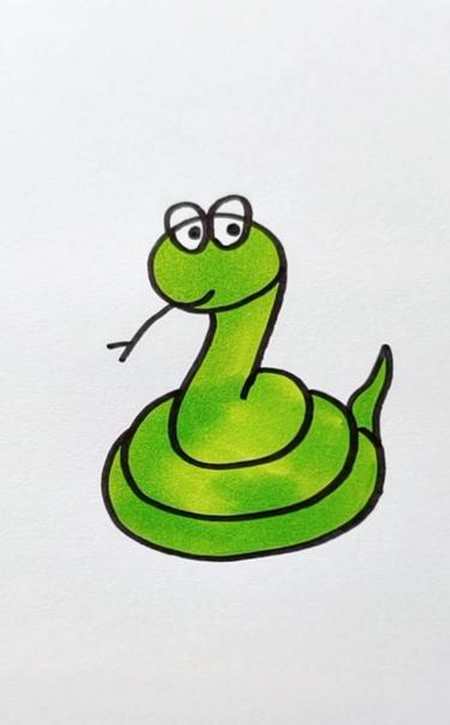 像这样画蛇就简单多了 简笔画 一起学画画