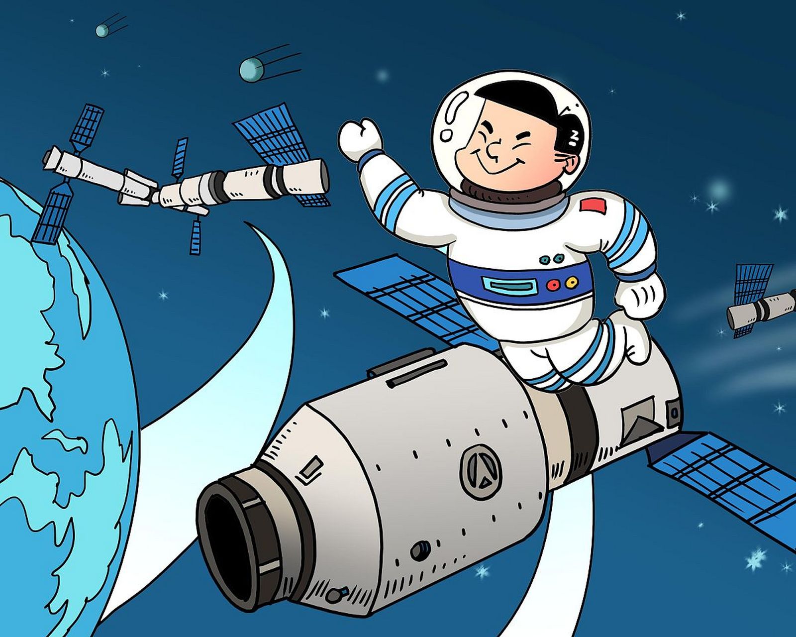 英语怎么说:航天员在天上吃到了新鲜蔬菜  在浩瀚的宇宙中,人类一直在
