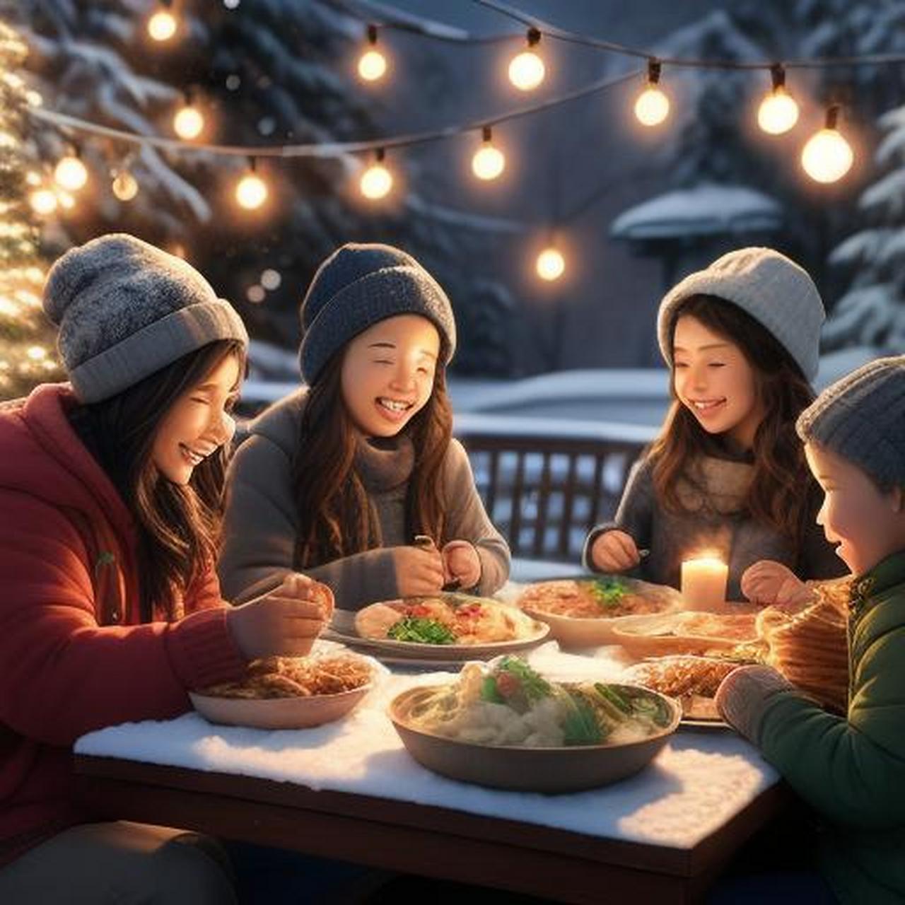 在寒冷的冬日里,和家人围坐在一起,品尝着丰盛的冬季美食,感受着家的