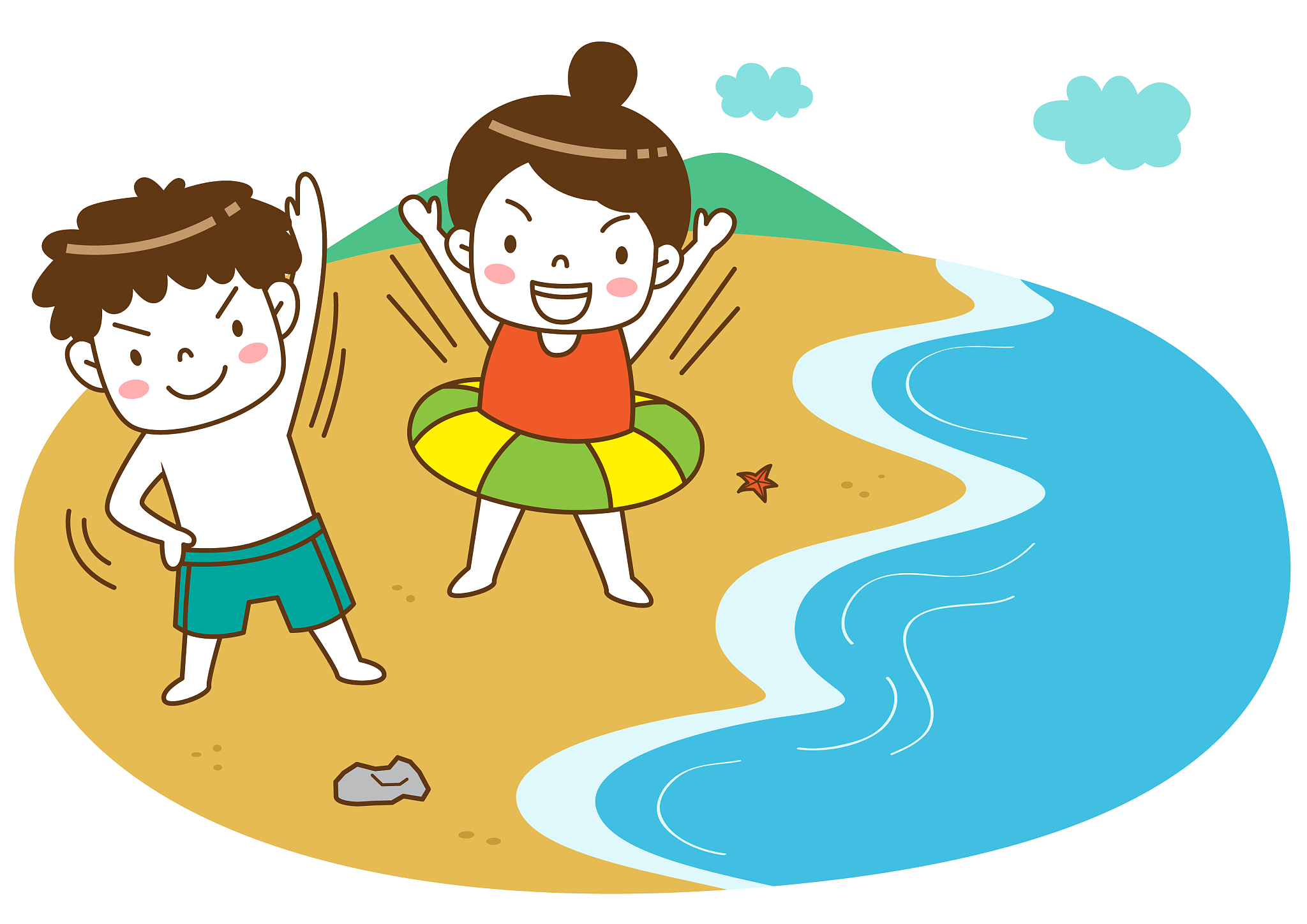 继续前行夏季运动卡通图片 可爱游泳和跑步卡通图片大全利用日光,空气