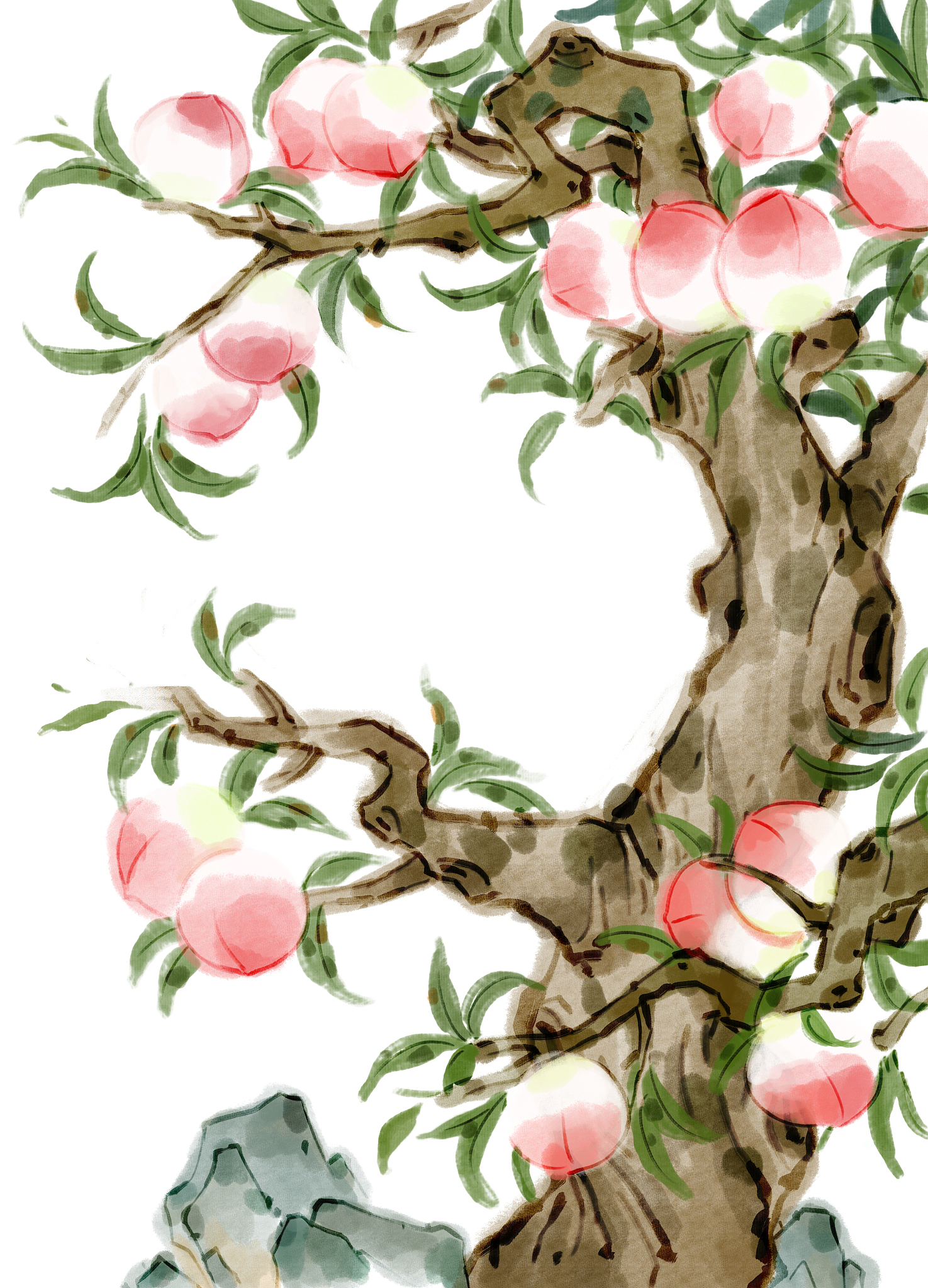 翠袖扶筇 蟠桃树卡通图片