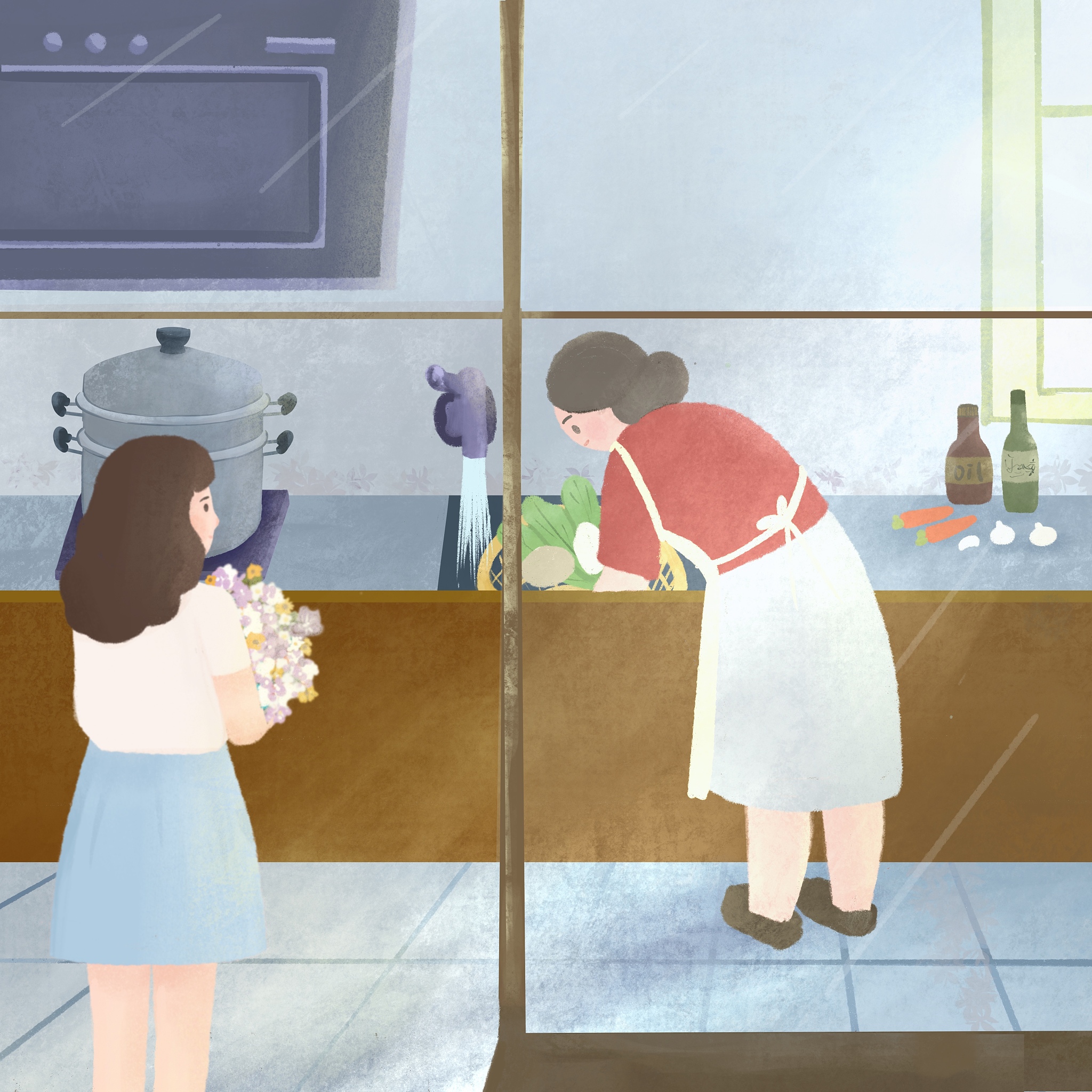 今天回到家,看到妈妈在厨房忙碌的身影,心中涌起一股暖流