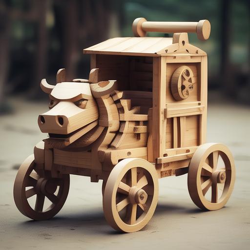 据记载,木牛流马外形像牛马,但实际上是一种机械装置,能够自动行走