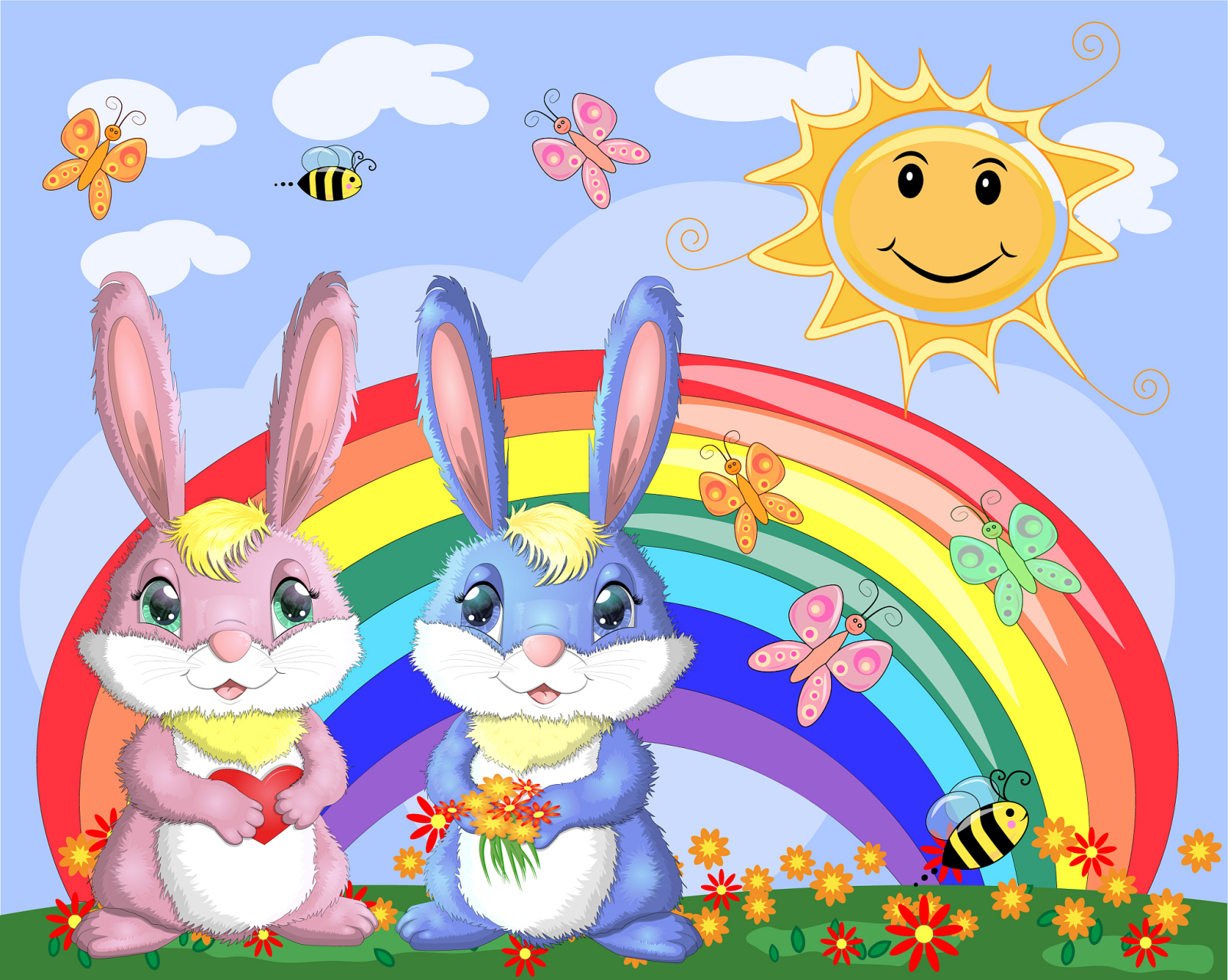 小兔跳跳与彩虹花园:友谊,合作与梦想的美丽乐园