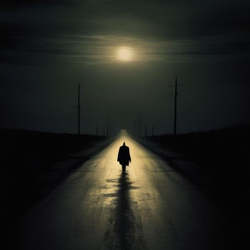 在黑暗的路上, 孤独而安静.