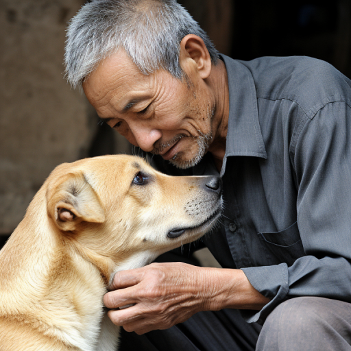问缘由,老农指脚边打盹的黄狗:"它年轻时总叼柴跟我下地,暴雨天我摔进
