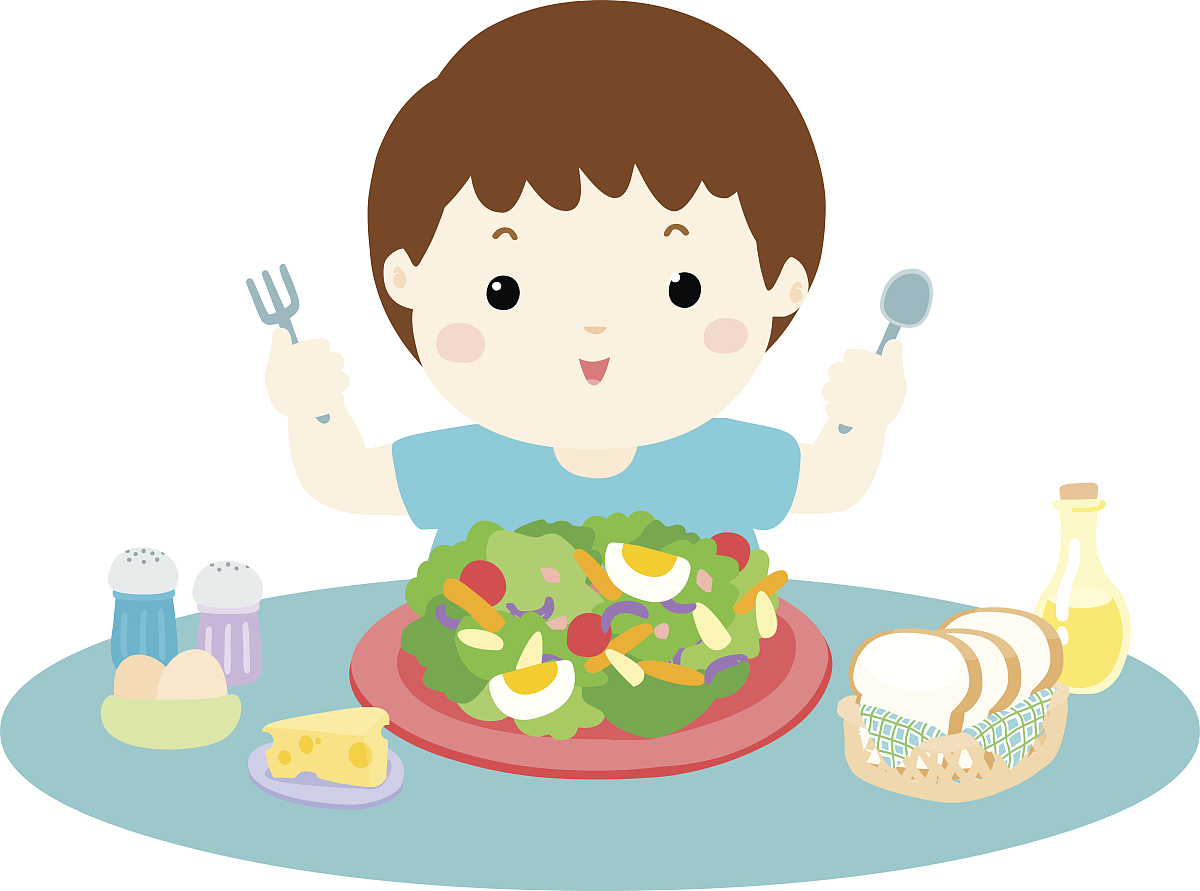 卡通小孩吃东西卡通小朋友吃美食的卡通图片宝宝的饮食卫生和个人卫生