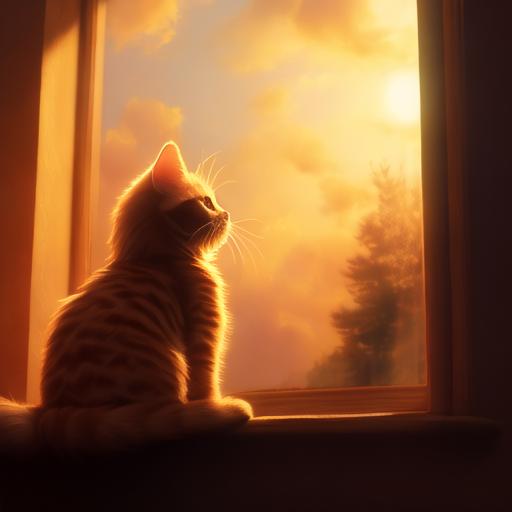 猫背影图片氛围感猫和日落的头像女有猫咪的末伏唯美图片猫背影靠窗图