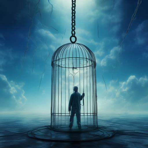被束缚的人,如笼中鸟,向往自由却只能目视天空