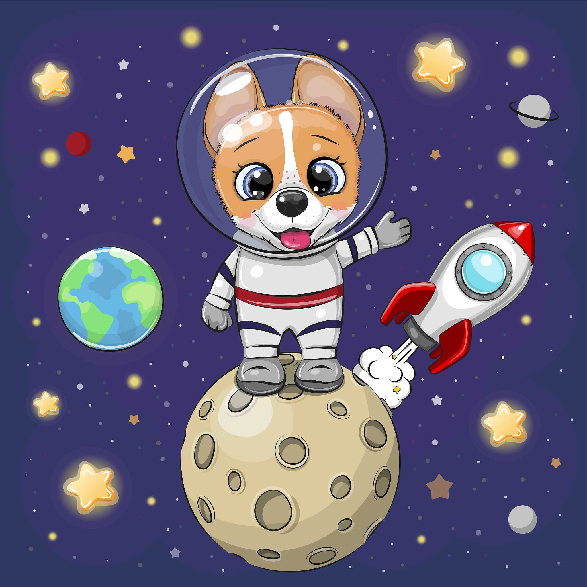 给我作一个太空漫游的小狗