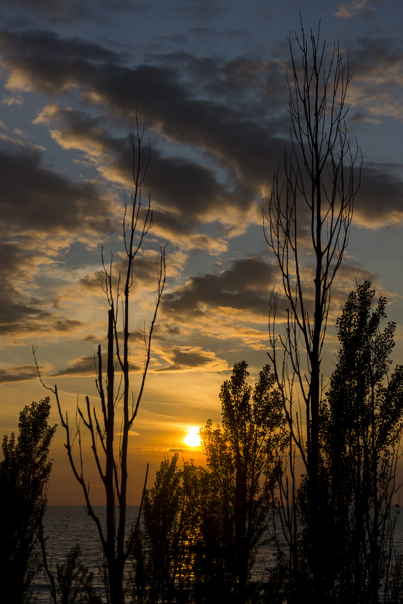 太阳从西下夕阳在黄昏里苟活残留着几片云朵暮夏日出傍晚黄昏图日暮