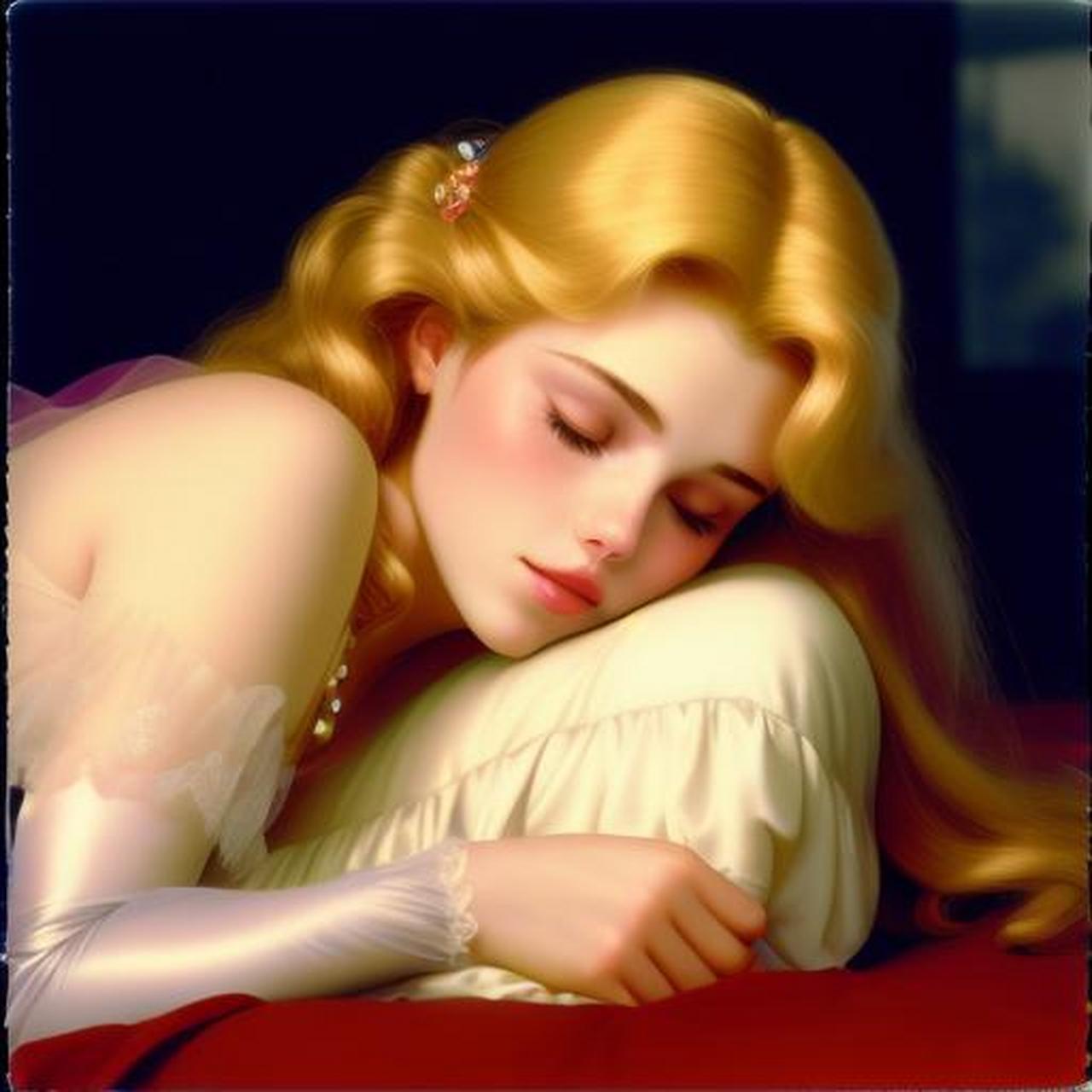 睡美人 当我走入这个氛围时,我完全被这个金发碧眼的美女所吸引