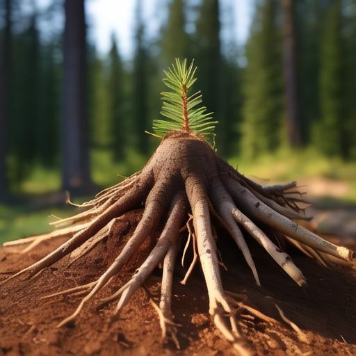 松根是松科植物(如马尾松,油松等)的地下根系部分,既是树木的重要