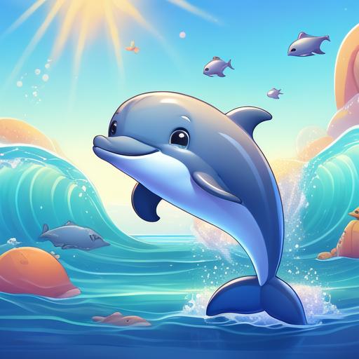 在碧蓝的大海中,有一只快乐至极的小海豚,它摆动着灵动的身姿,穿梭在