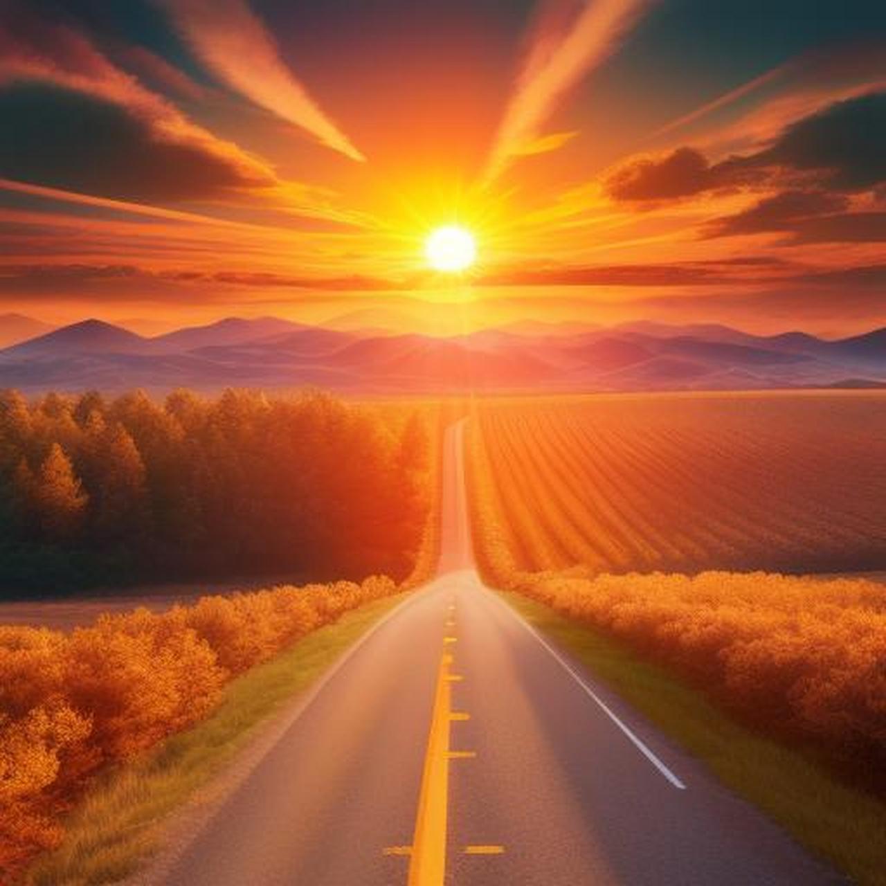 早起图名利朝霞明亮路成功谁步起?