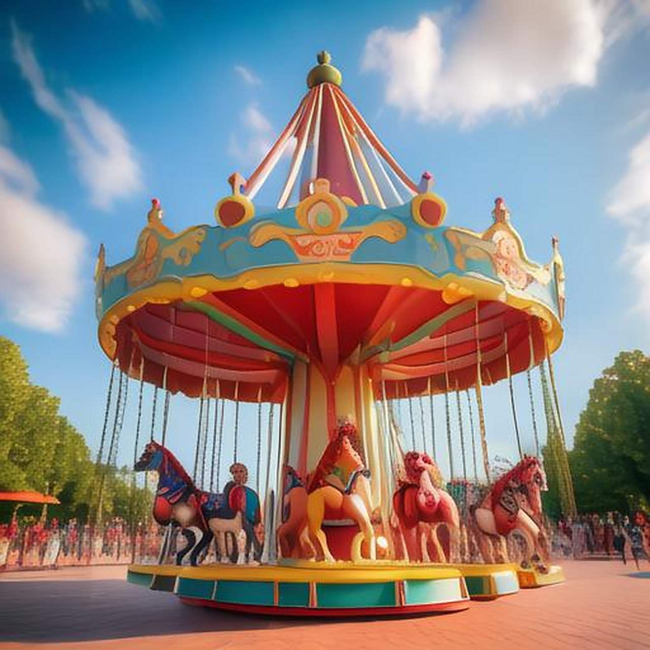 坐上旋转木马,伴随着欢快的音乐,所有的烦恼都抛到了九霄云外