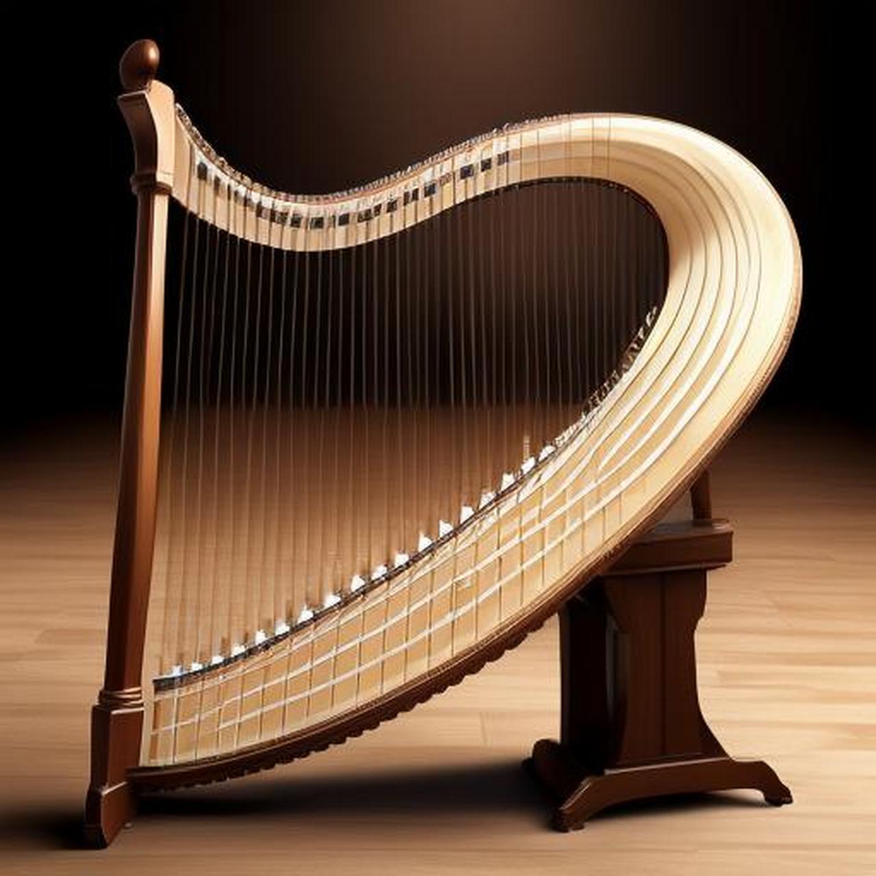 竖琴一般有 47 根琴弦,其中 7 根高音弦,7 根中高音弦,20 根中弦,12