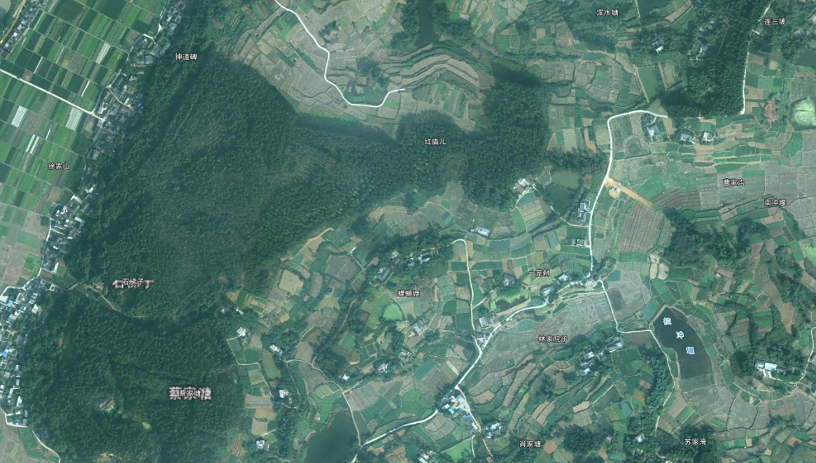 从卫星上看农村是什么样的呢?田地与房屋交错,形状有趣