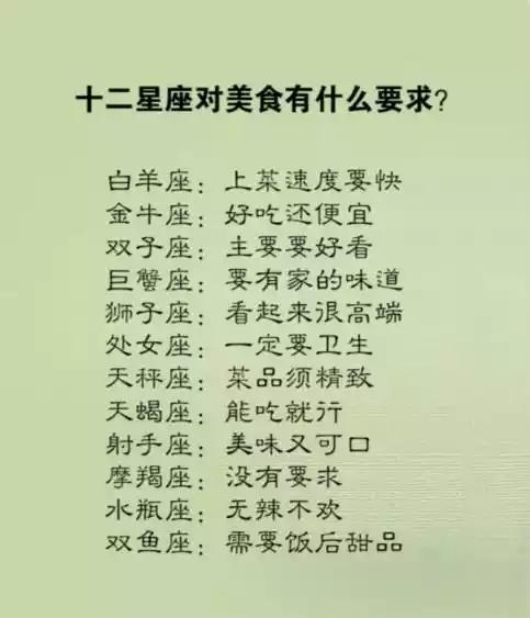 十二星座谁的肚量最大,对美食有什么要求,需要谁来守护?
