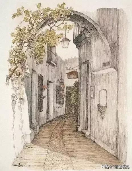 香港画家李蔷生钢笔画作品