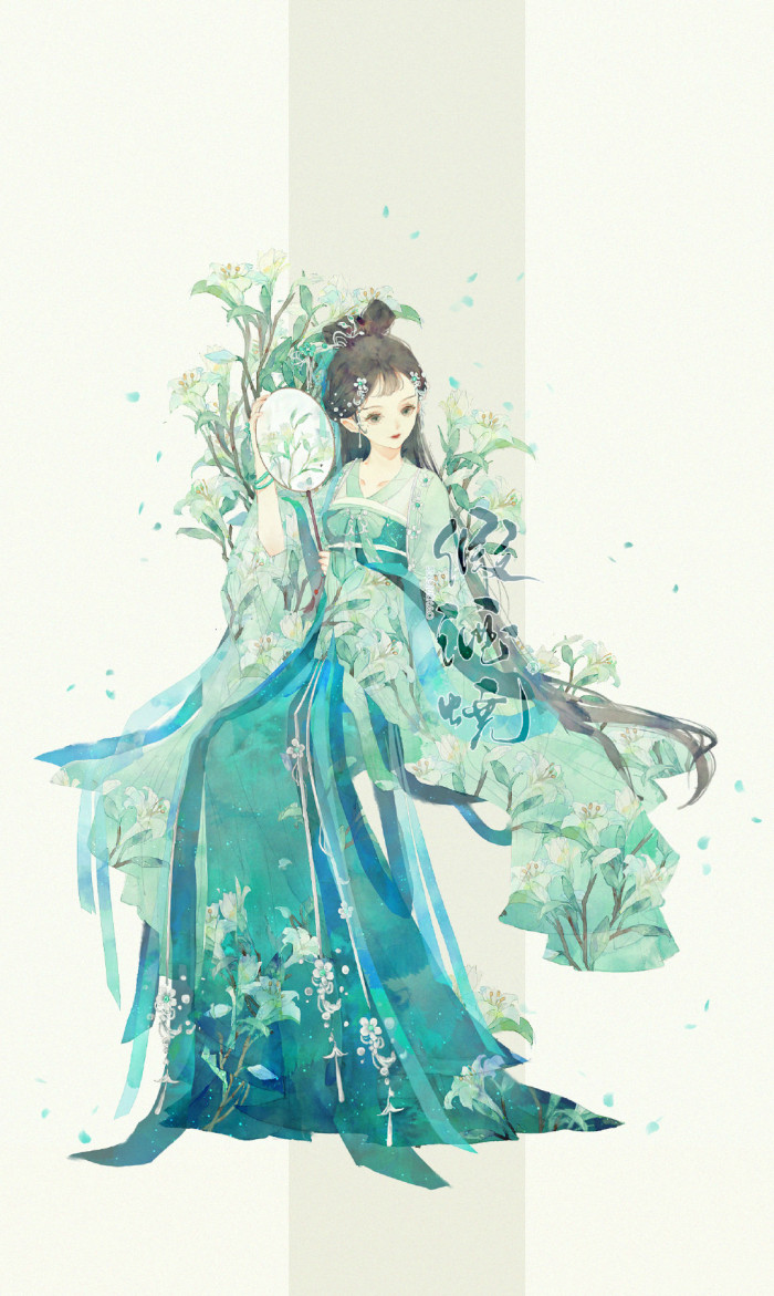 国人画师|花朵拟人,一组古风女娇娥,绘出了五种花仙美人