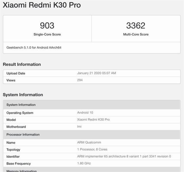 骁龙865/双模5g redmi k30 pro曝光:采用弹出全面屏