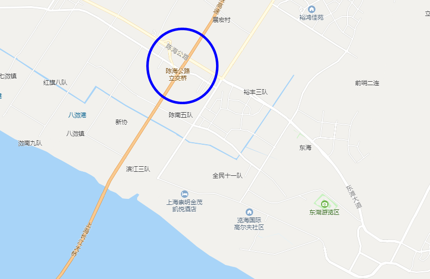 上海市崇明區陳家鎮長江大橋公交站附近