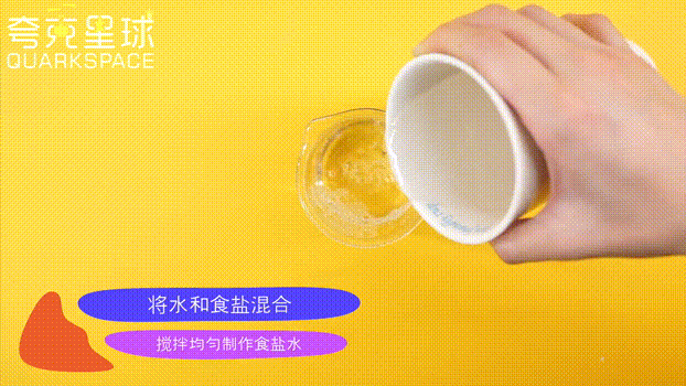 步骤 -第一步- 向烧杯中倒入水和足量的食盐 搅拌至食盐完全溶解