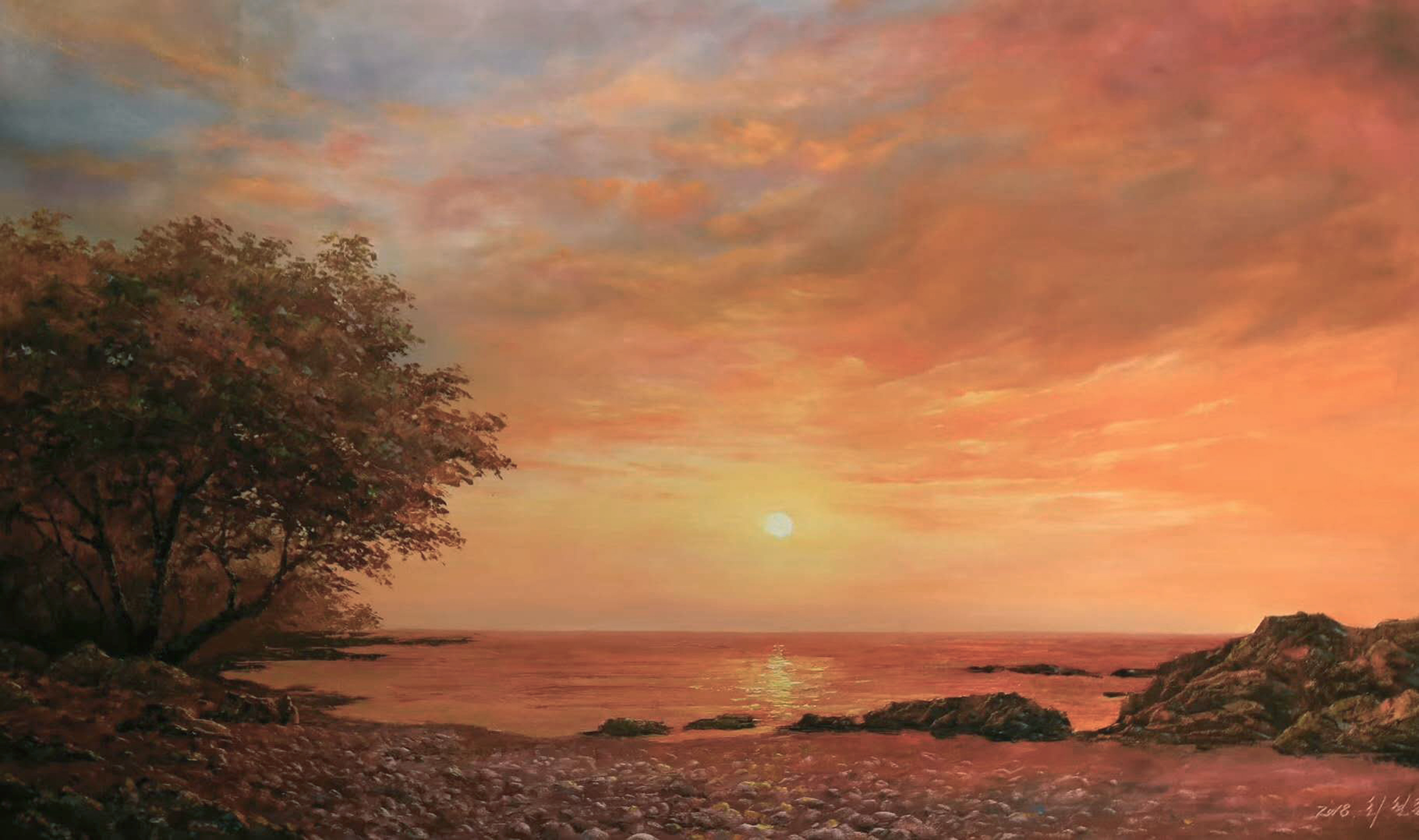 图4.油画风景,作者:尹日  转载自百家号作者:8彩虹画室