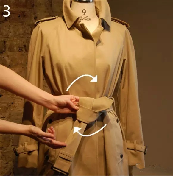 风衣腰带简单系法图片